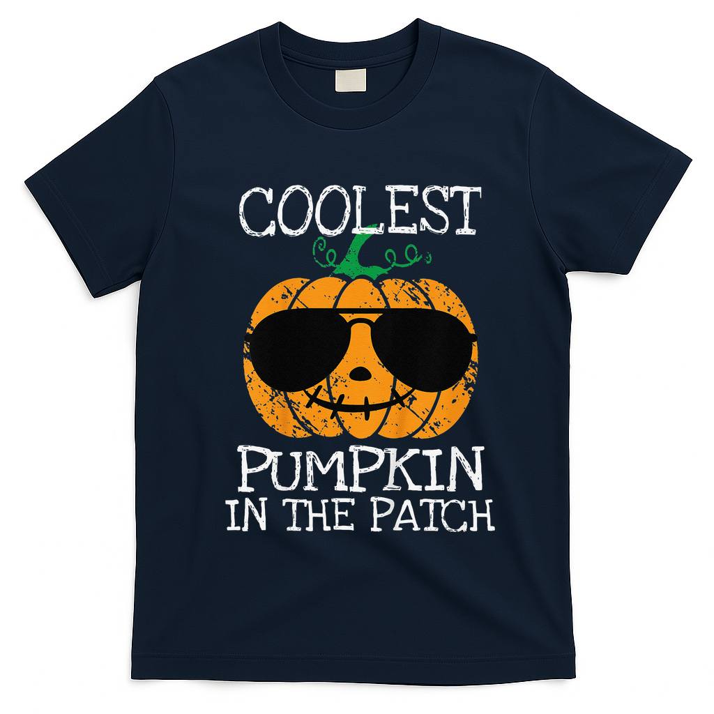 Coolest Pumpkin In The Patch Halloween Costume Gift T-Shirt - Navy Blue
