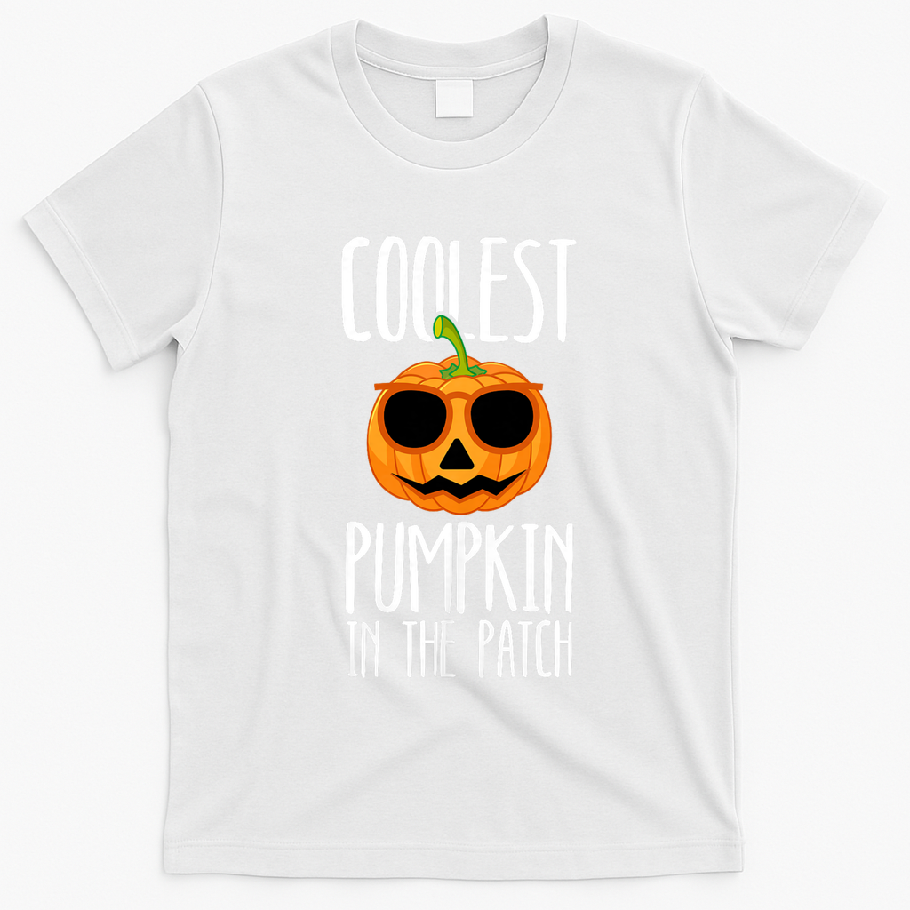 Coolest Pumpkin In The Patch Funny Halloween Party Cute T-Shirt - White