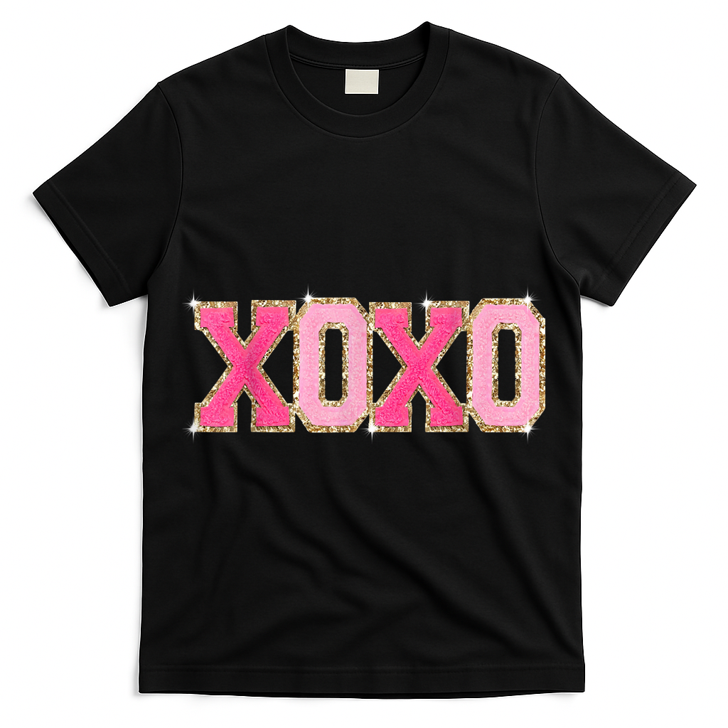Chenille Patch Sparkling Xoxo Valentine Day Heart Love Gift T-Shirt