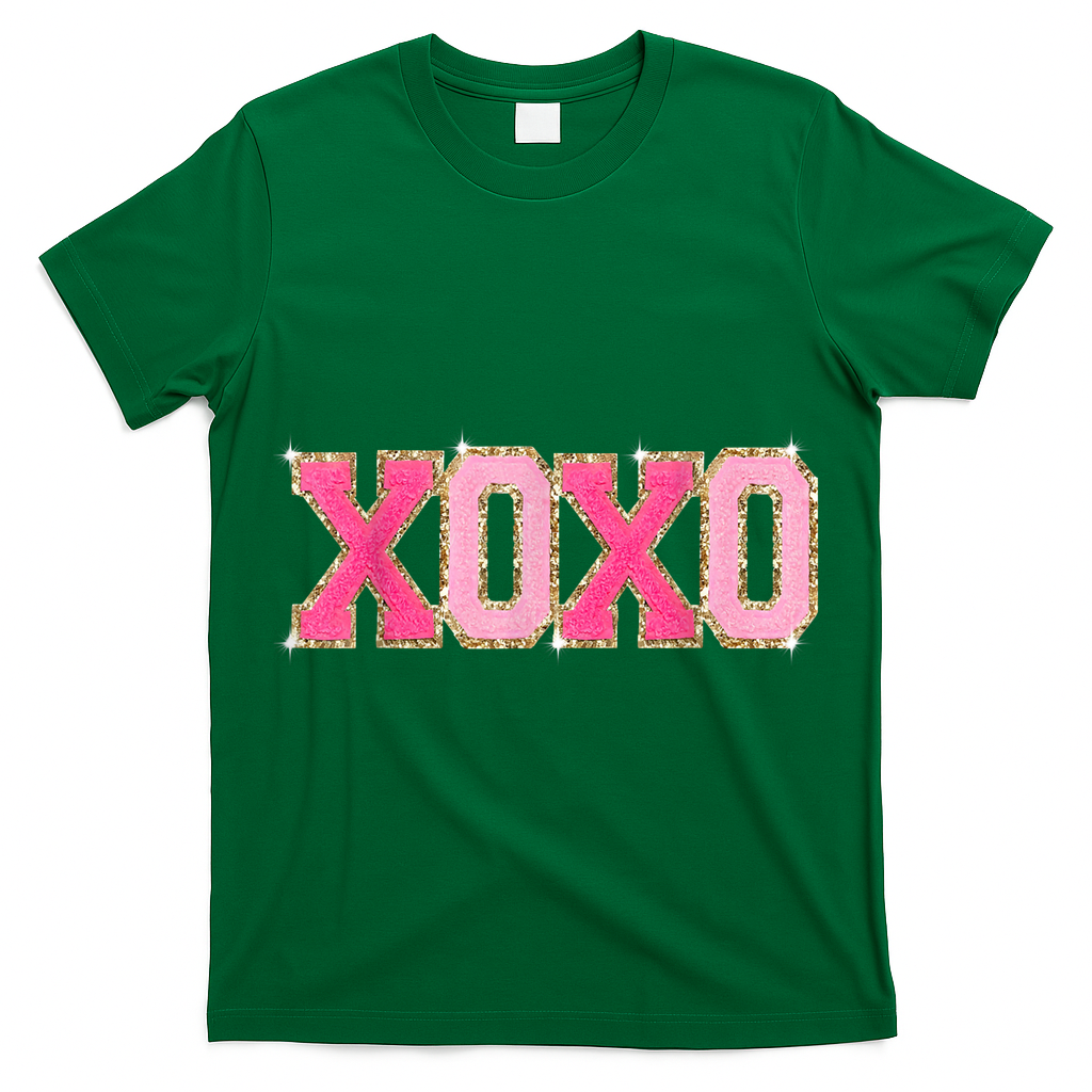 Chenille Patch Sparkling Xoxo Valentine Day Heart Love Gift T-Shirt