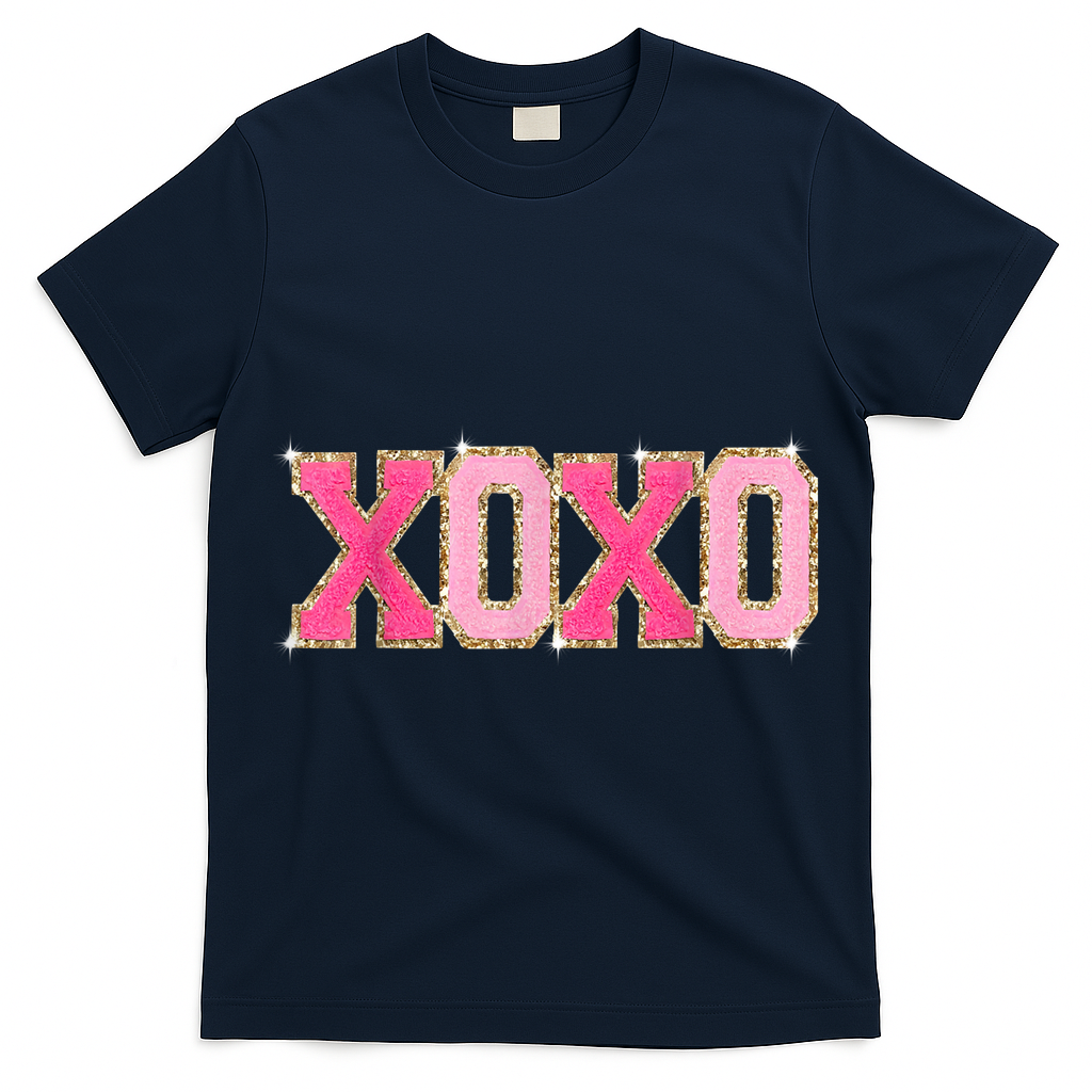 Chenille Patch Sparkling Xoxo Valentine Day Heart Love Gift T-Shirt