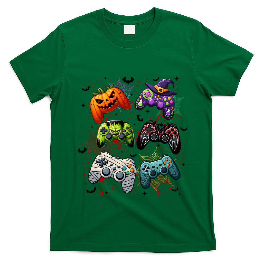 Cool Retro Halloween Gaming Controllers T-Shirt - Irish Green