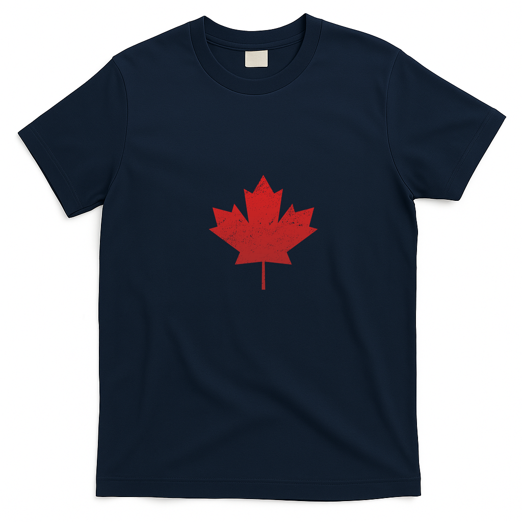 Canadian Red Maple Leaf Symbol T-Shirt - Navy Blue