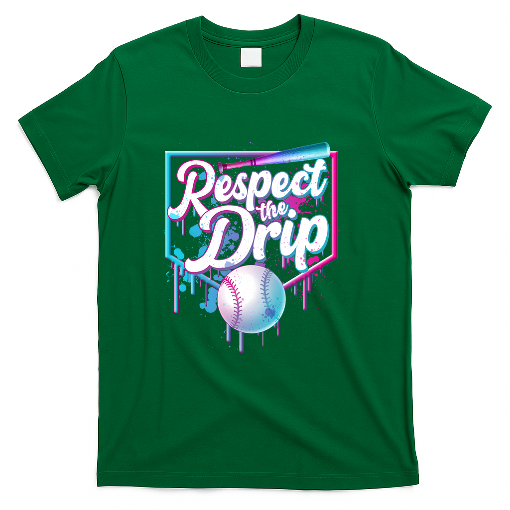 Cool Respect the Drip Icecream Baseball Fan T-Shirt - Green