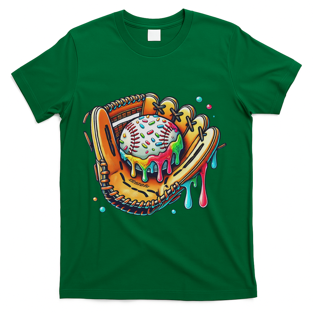 Cool Sport Baseball Glove Drip With Sprinkles Drip T-Shirt - Green