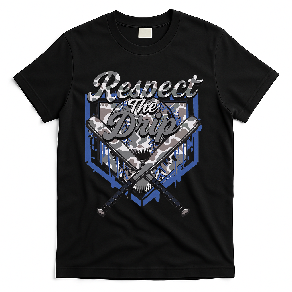 Cool Sport Baseball Home Camo Plate Drip With Sprinkles T-Shirt - Black
