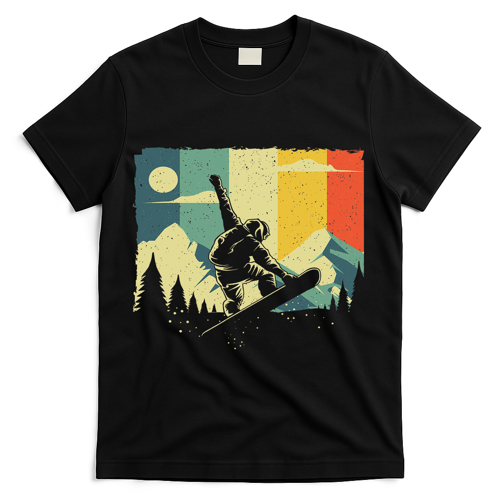 Cool Snowboarding Design For Women Vintage Snowboarder T-Shirt - Black