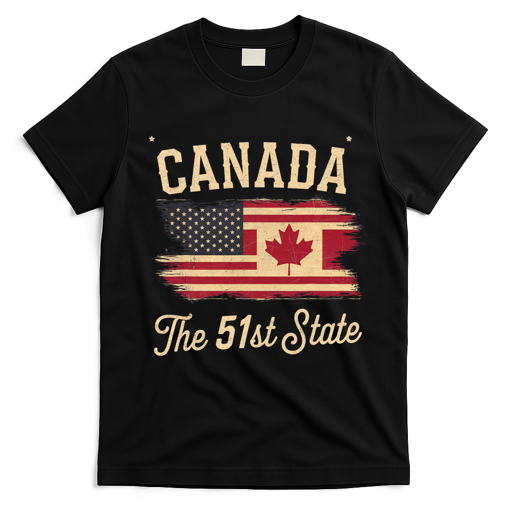 Canada The 51 State Trump Canada U.S State Funny T-Shirt - Black