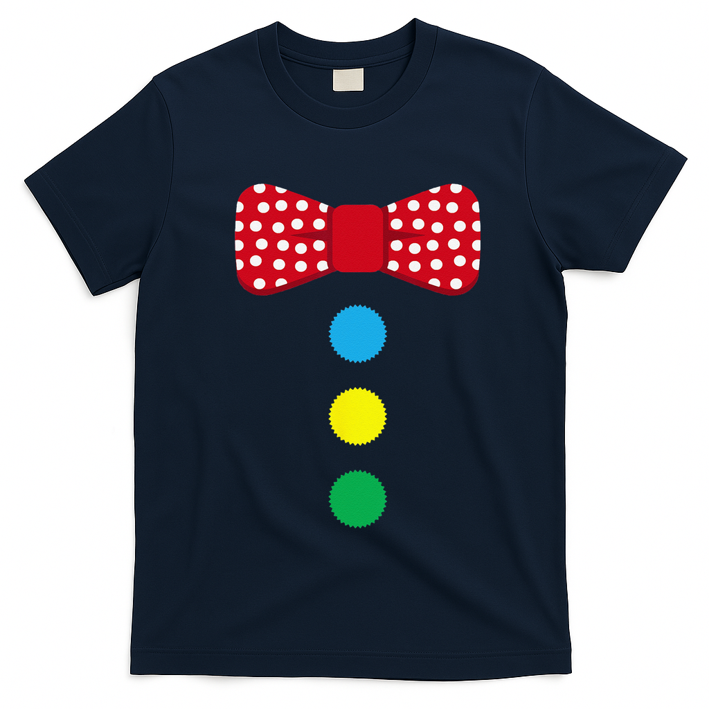 Clown Tie Costume Circus Rainbow Halloween Carnival T-Shirt - Navy Blue