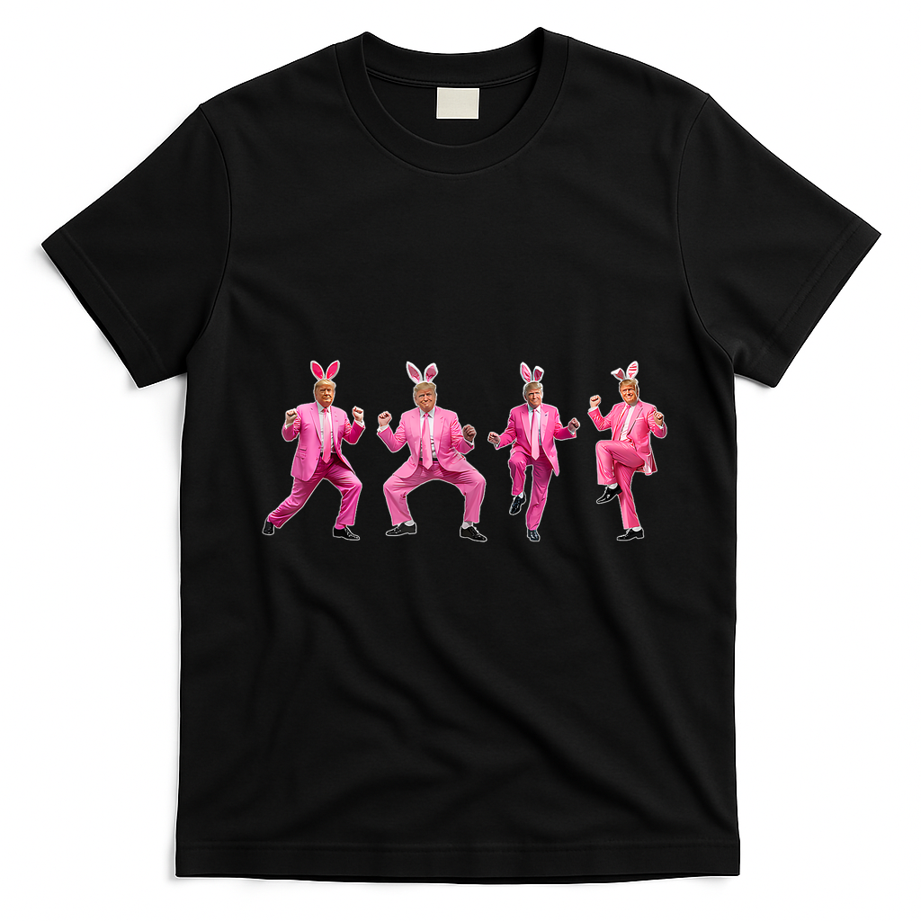 Cute Trump Dance Easter Day Bunny Funny Trump Easter Day T-Shirt - Black