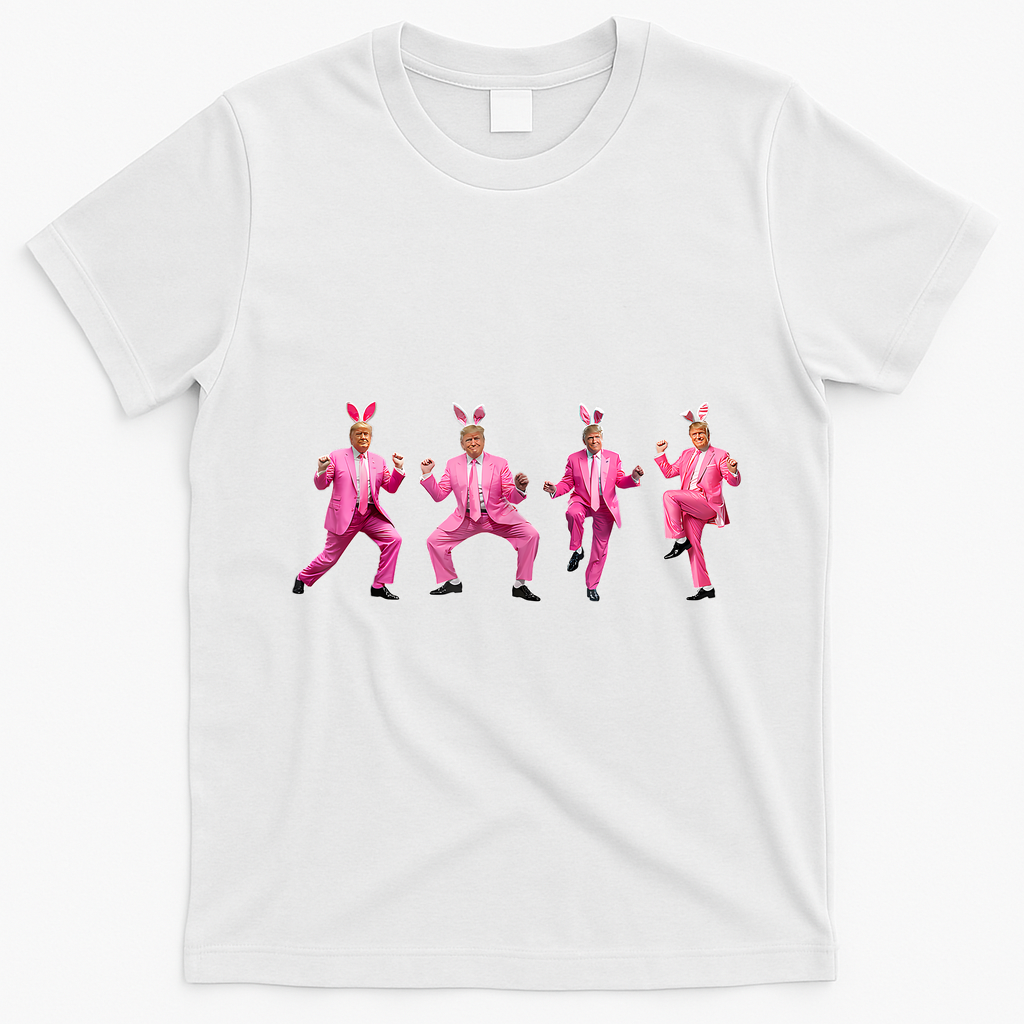 Cute Trump Dance Easter Day Bunny Funny Trump Easter Day T-Shirt - White