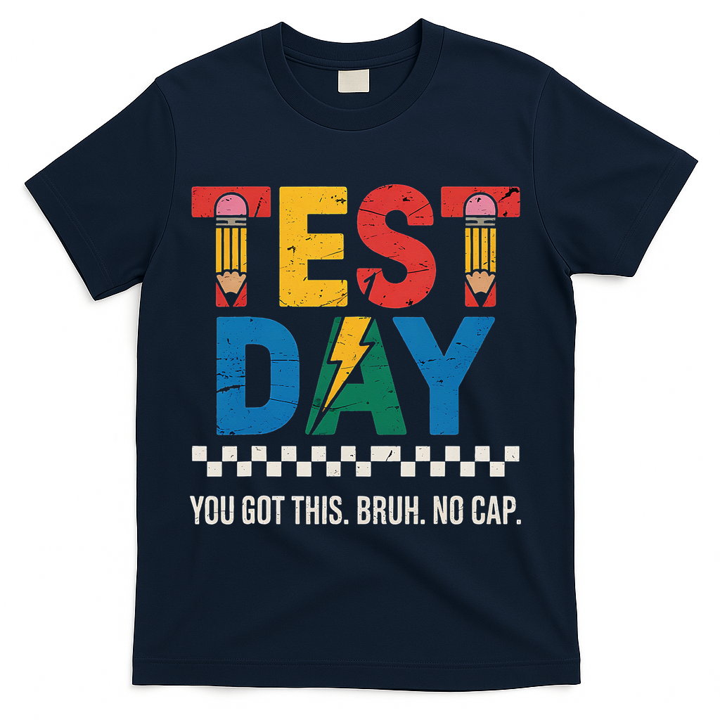 Crush Test Day You Got This Bruh No Cap T-Shirt - Navy