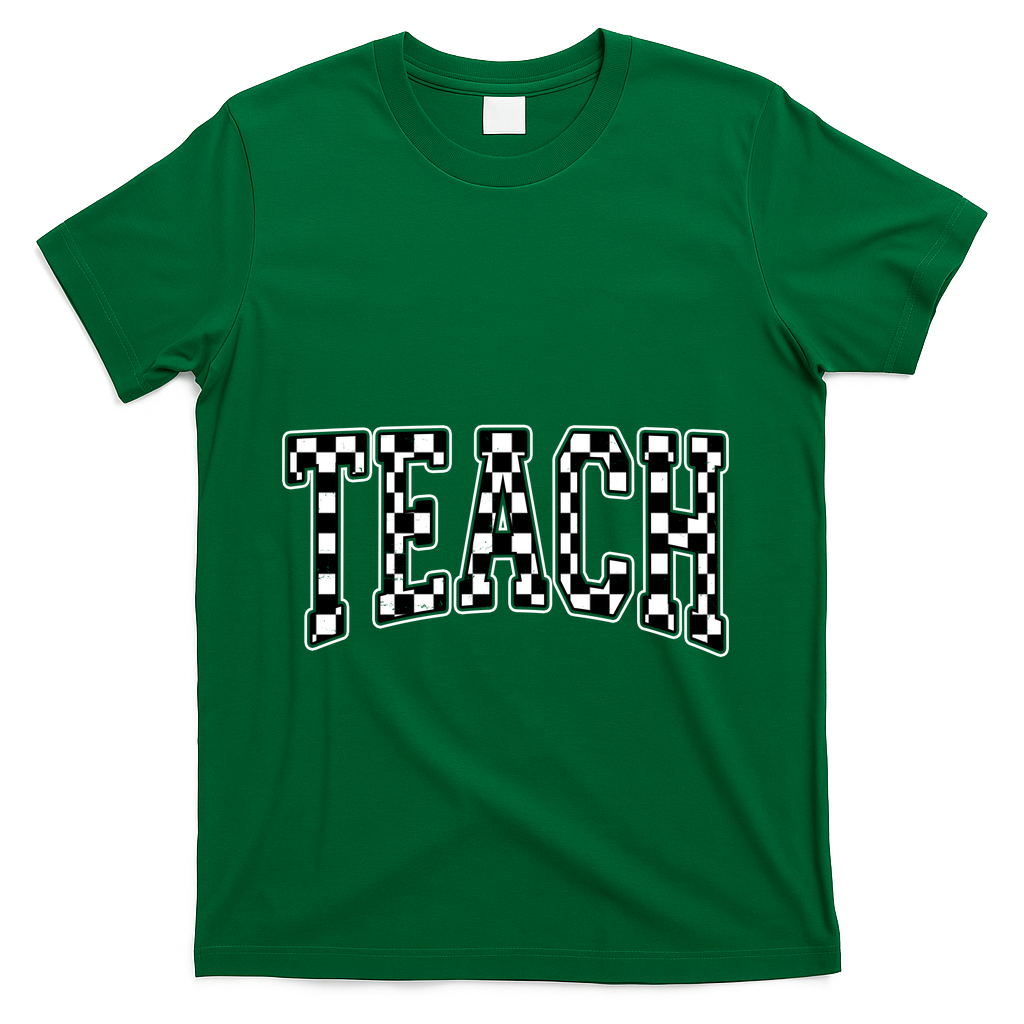 Checkered Teach Gift For Teachers T-Shirt - Green