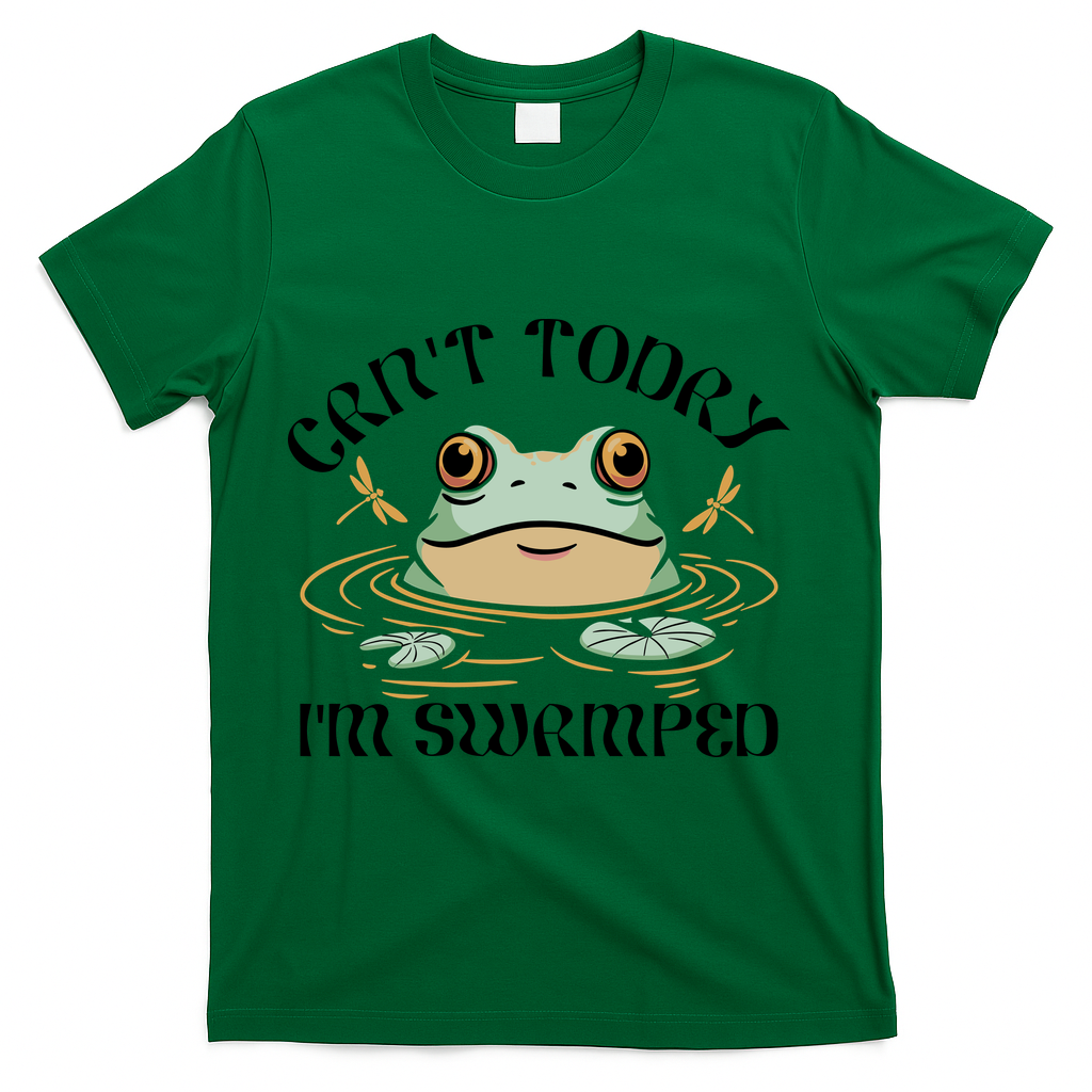 Can't Today I'm Swamped Toad Frog Meme T-Shirt - Green
