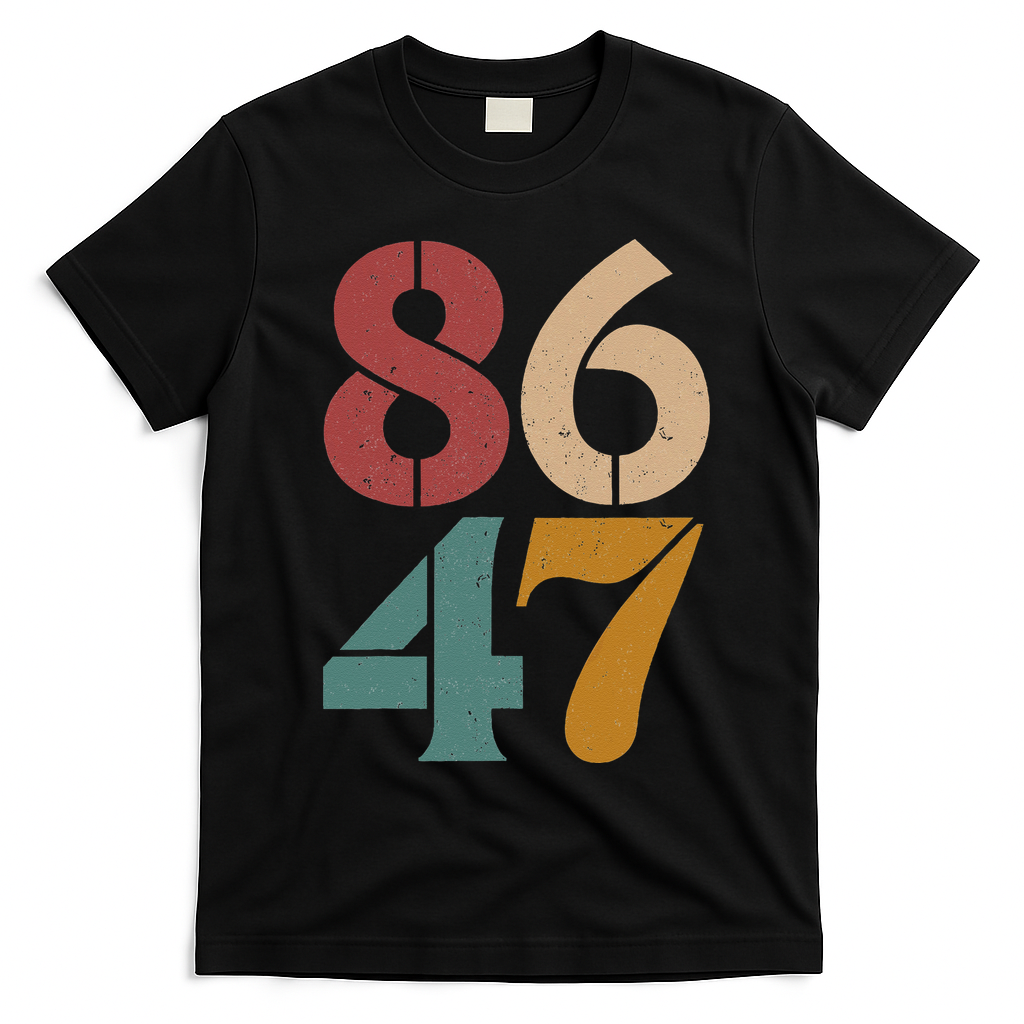 Classic Vintage 80s Style 86 47 Anti Trump T-Shirt - Black
