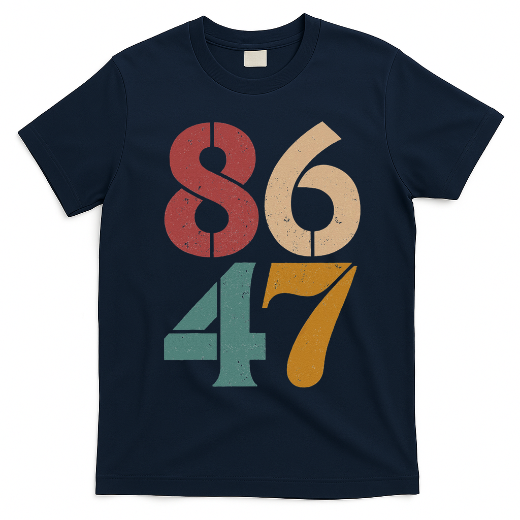 Classic Vintage 80s Style 86 47 Anti Trump T-Shirt - Navy Blue