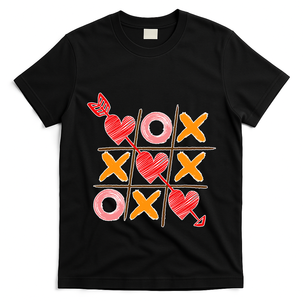 Cute Valentine Boy Girl Tic Tac Toe Hearts Win T-Shirt