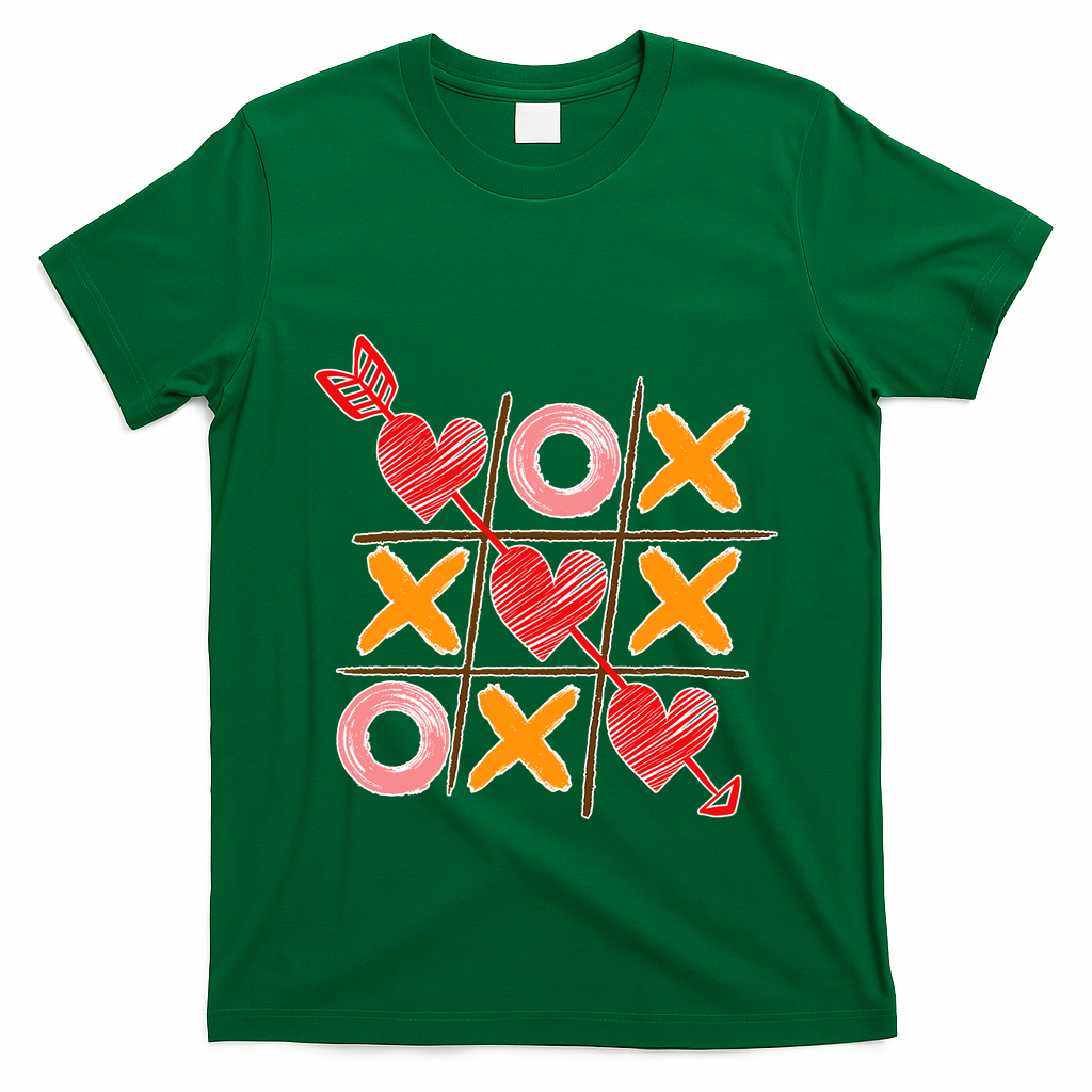 Cute Valentine Boy Girl Tic Tac Toe Hearts Win T-Shirt