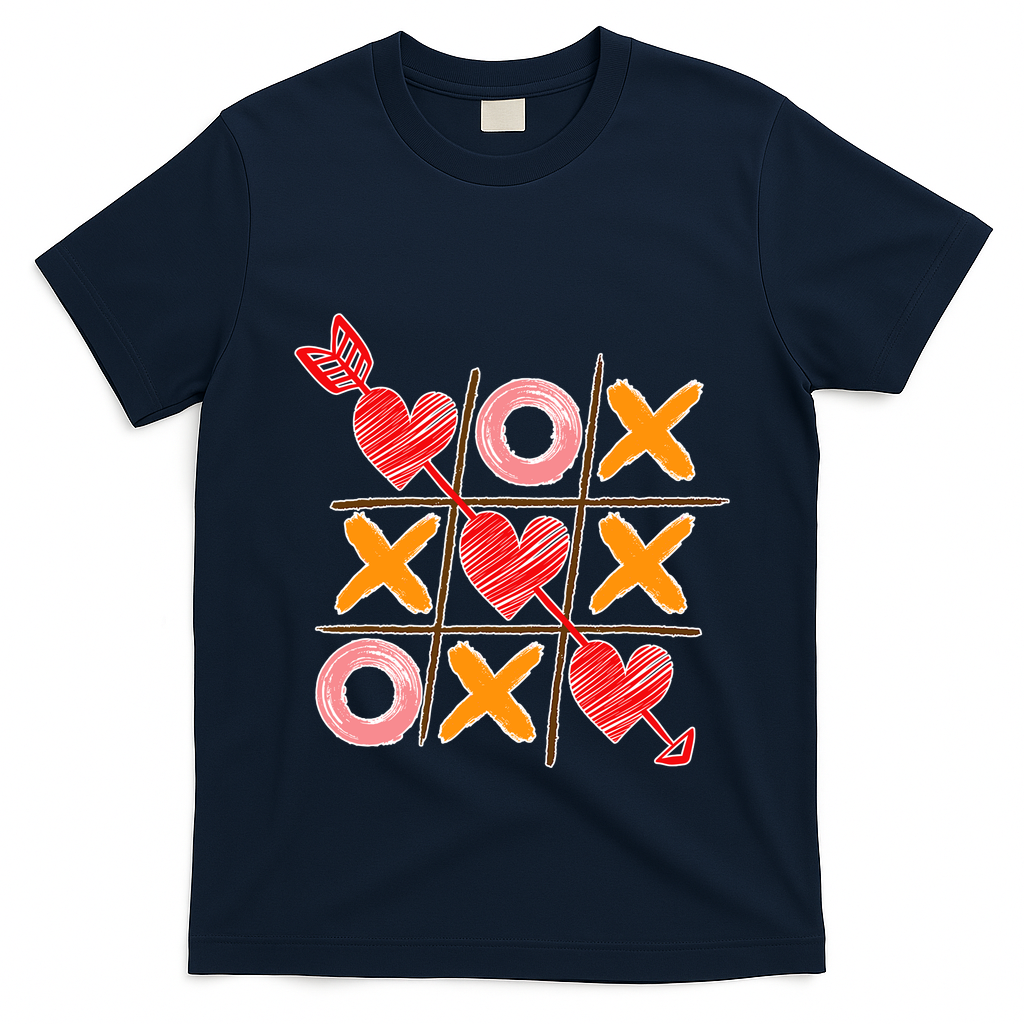 Cute Valentine Boy Girl Tic Tac Toe Hearts Win T-Shirt