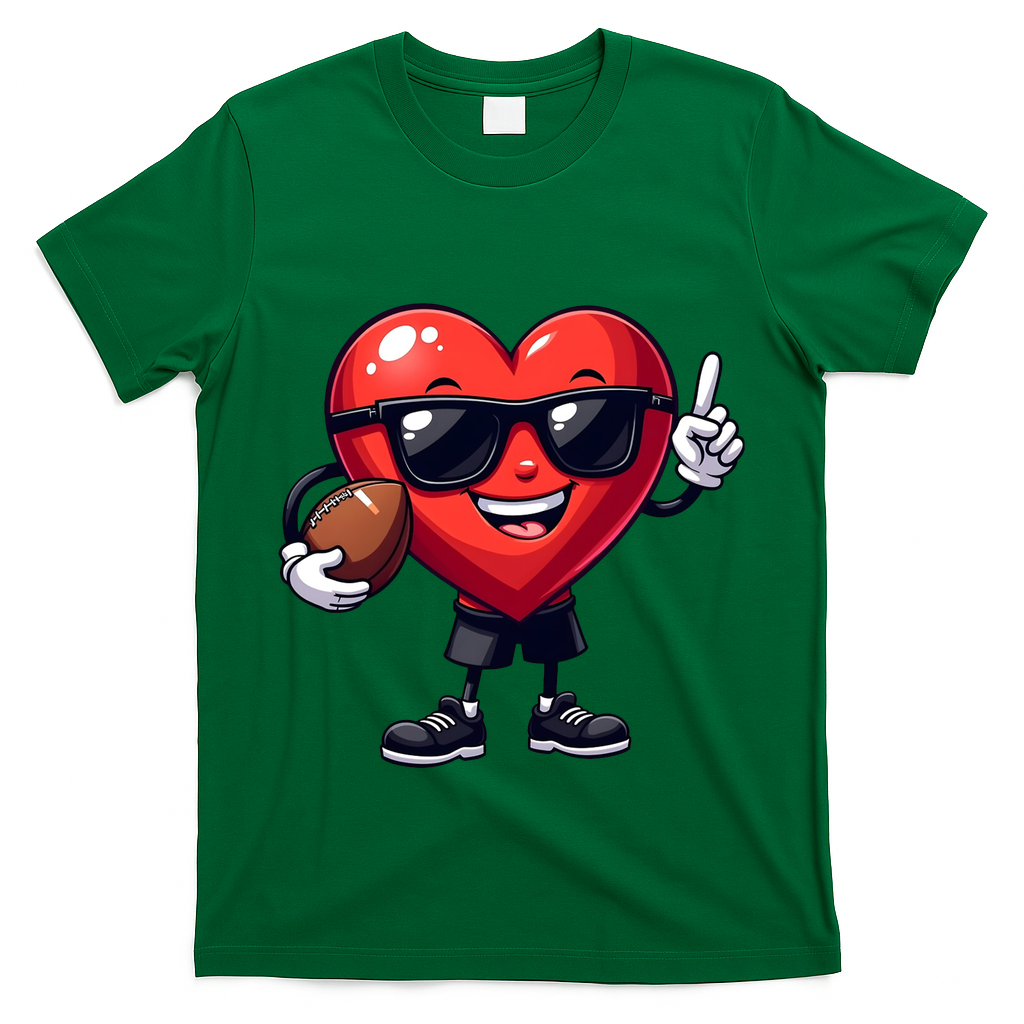 Cute Valentines Day Heart Playing Football T-Shirt
