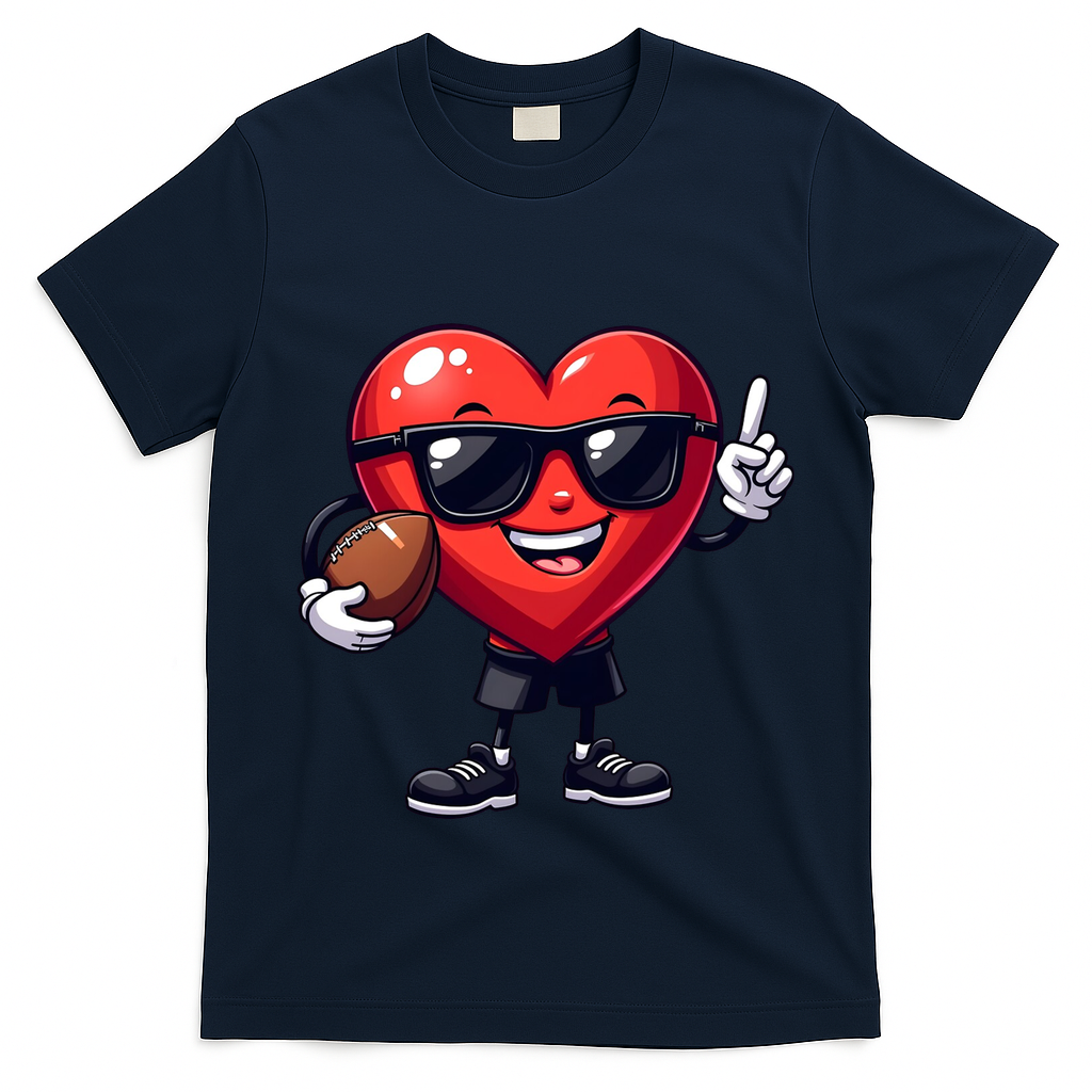 Cute Valentines Day Heart Playing Football T-Shirt