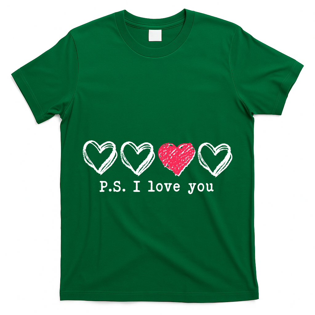 Cute Valentines Day P.S. I Love You Hearts T-Shirt