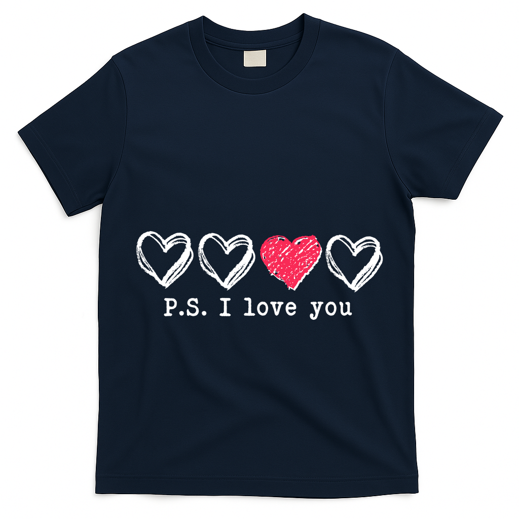 Cute Valentines Day P.S. I Love You Hearts T-Shirt