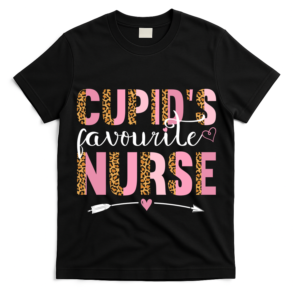 Cute Valentines Day Cupids Favorite Nurse T-Shirt