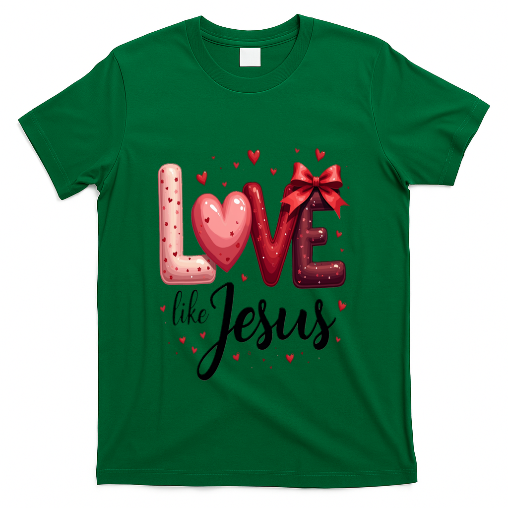 Coquette Valentine Love Like Jesus Christian Faith Design Gift T-Shirt