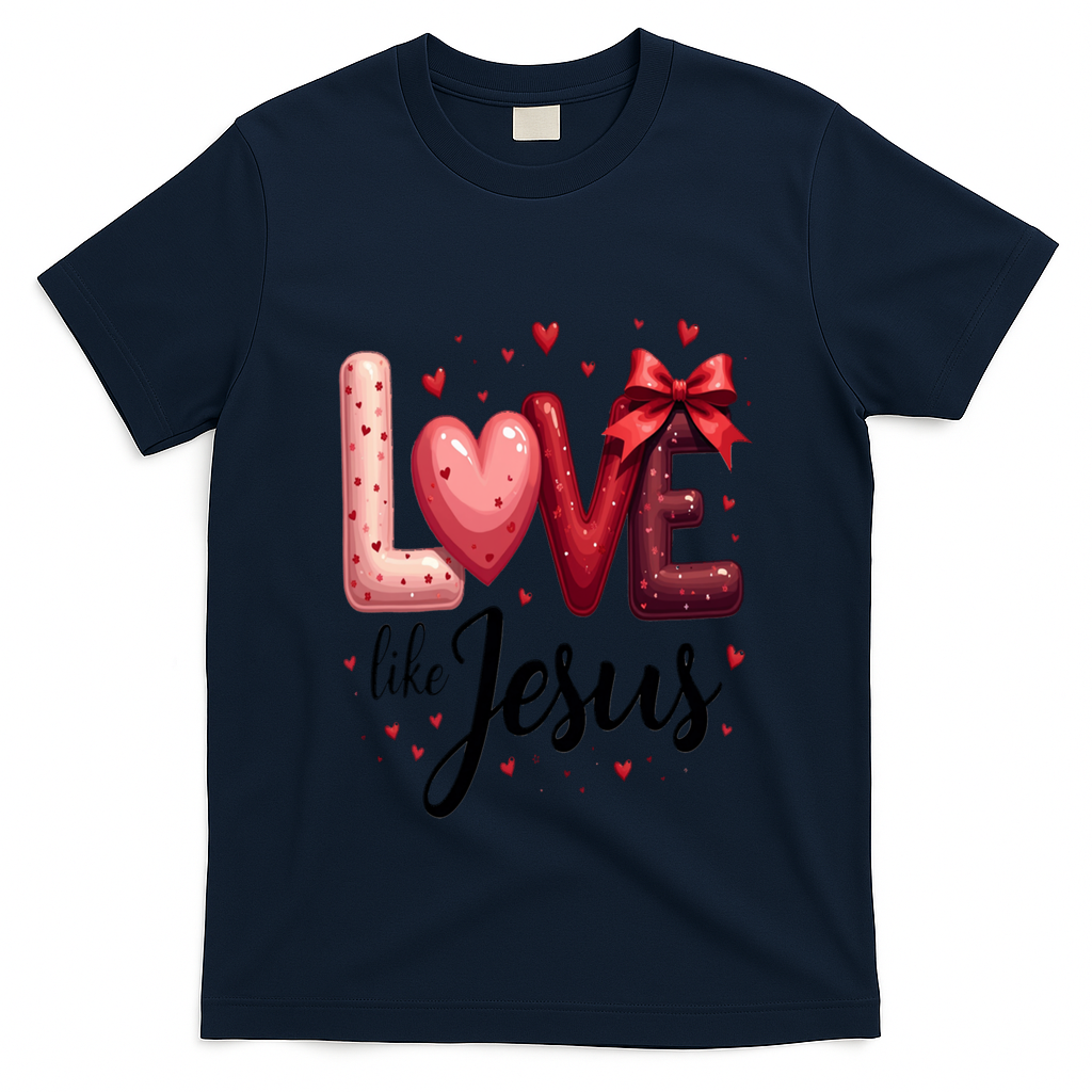 Coquette Valentine Love Like Jesus Christian Faith Design Gift T-Shirt