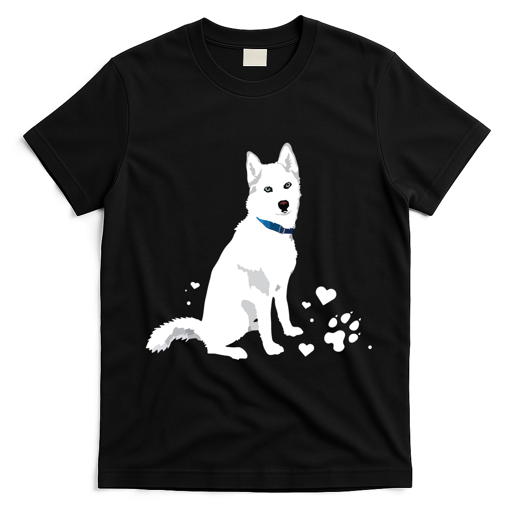 Cute White Siberian Husky Sweet White Snow Dog T-Shirt - Black