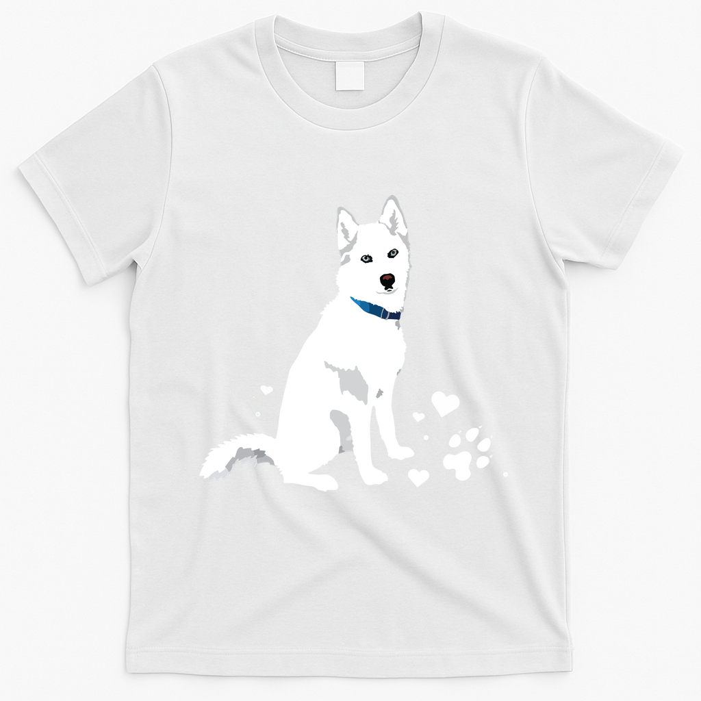 Cute White Siberian Husky Sweet White Snow Dog T-Shirt - White