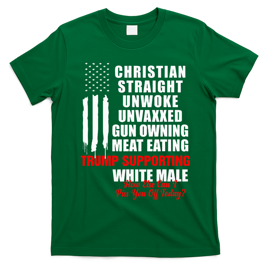 Christian White Straight Unwoke Vintage America Flag Graphic T-Shirt - Irish Green
