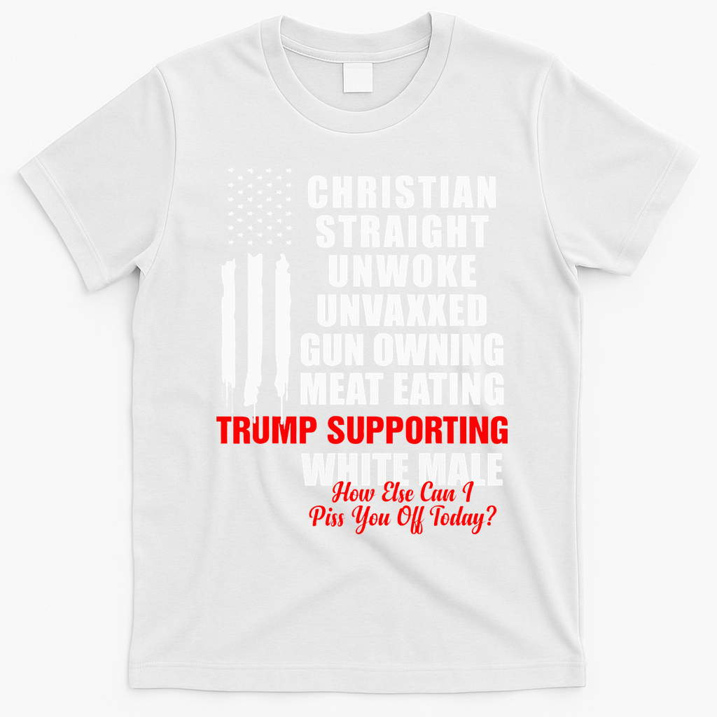 Christian White Straight Unwoke Vintage America Flag Graphic T-Shirt - White