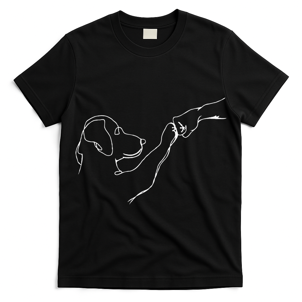 Dog And People Punch Hand Dog Man Friendship Bump Dogs Paw T-Shirt