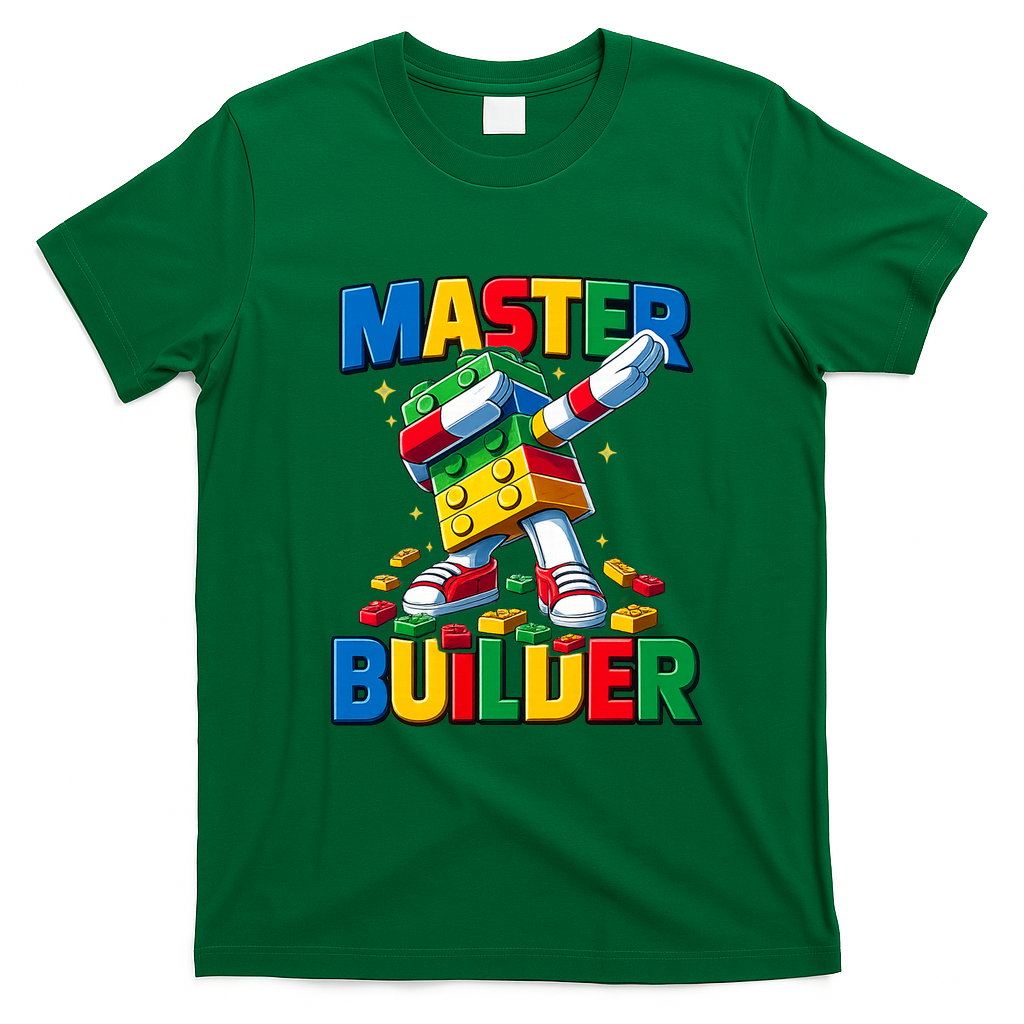 Dabbing Blocks Bricks Building Fun Master Builder T-Shirt - Irish Green