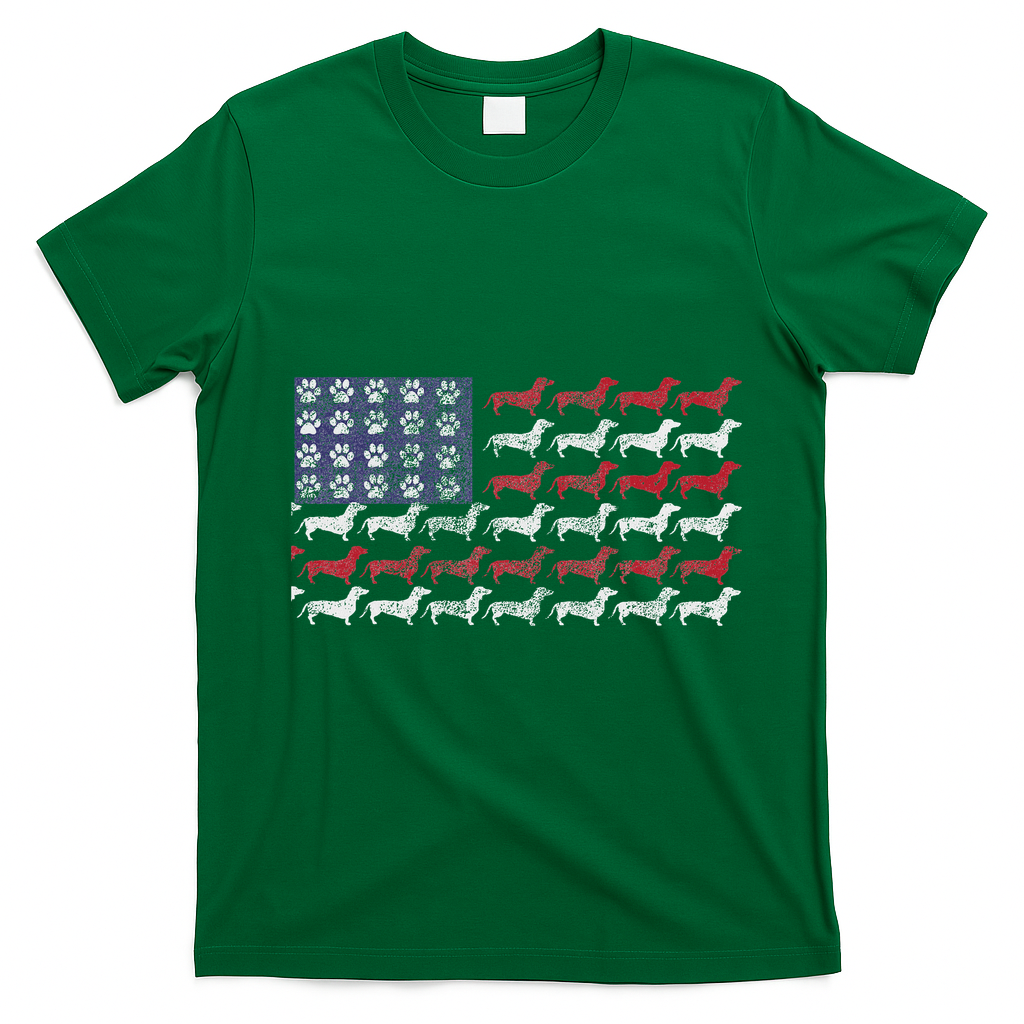 Dachshund Cute American Flag 4th Of July Gif T-Shirt - Irish Green