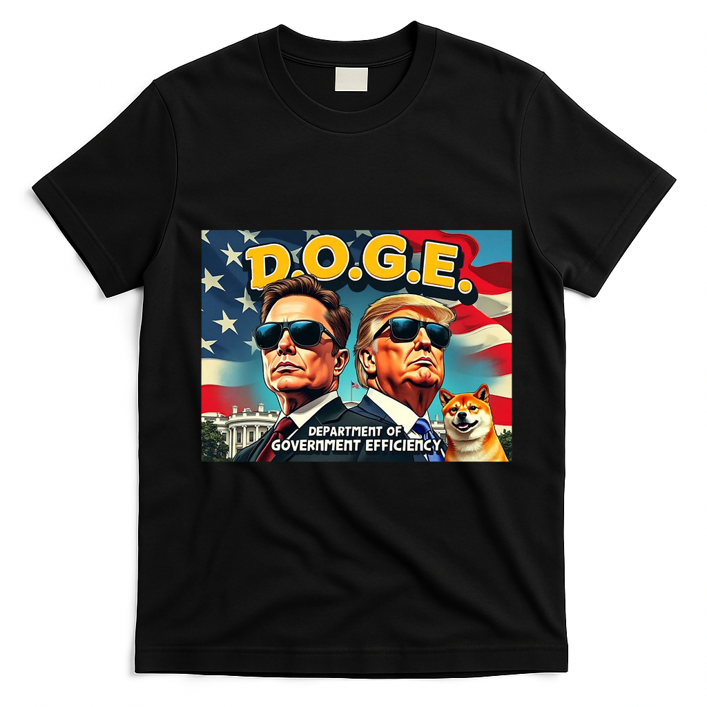 D.O.G.E Doge Department Of Government Efficiency Trump Elon T-Shirt - Black