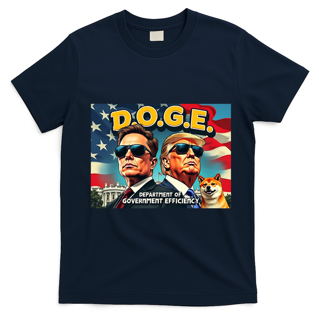 D.O.G.E Doge Department Of Government Efficiency Trump Elon T-Shirt - Navy Blue