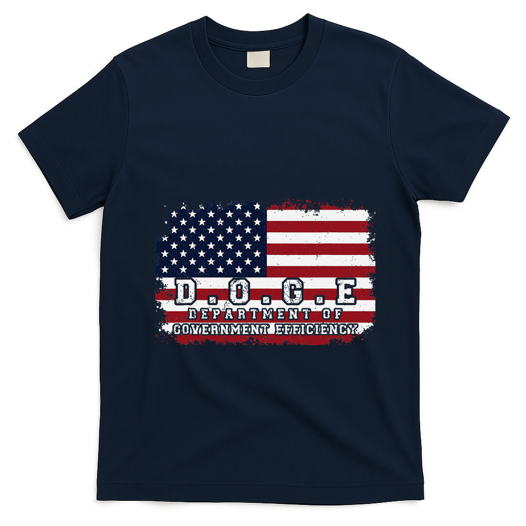 D.O.G.E. Doge Department Patriotic Office Worker Design T-Shirt - Navy Blue