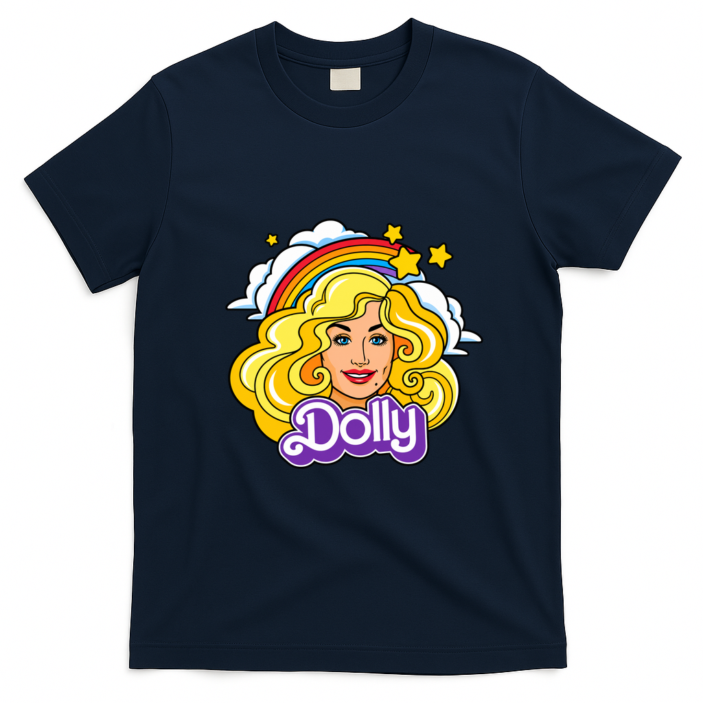 Dolly Doll Rainbow Retro Vintage T-Shirt - Navy Blue