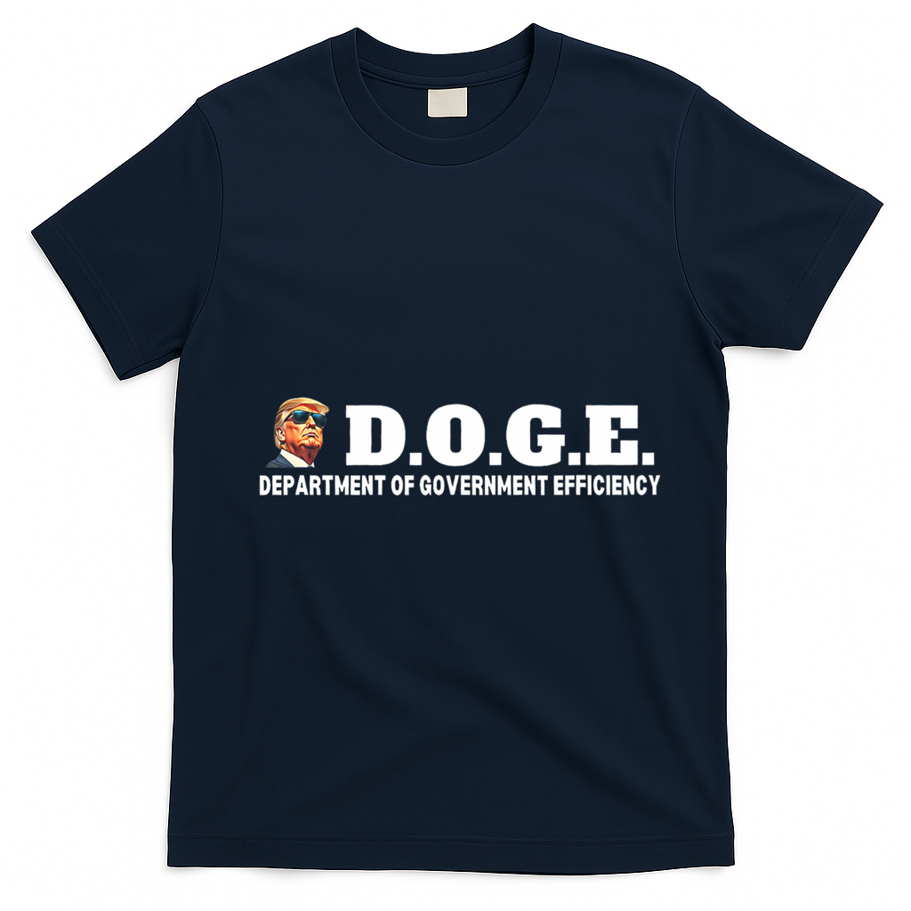 D.O.G.E. Doge Trump Department Of Government Efficiency T-Shirt - Navy Blue