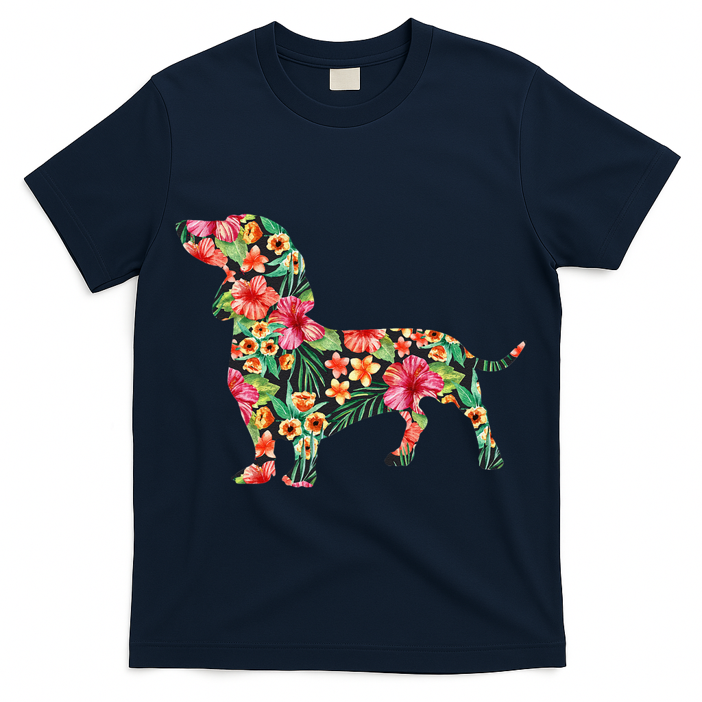 Dachshund Flower Funny Dog Silhouette Floral Gifts Women T-Shirt