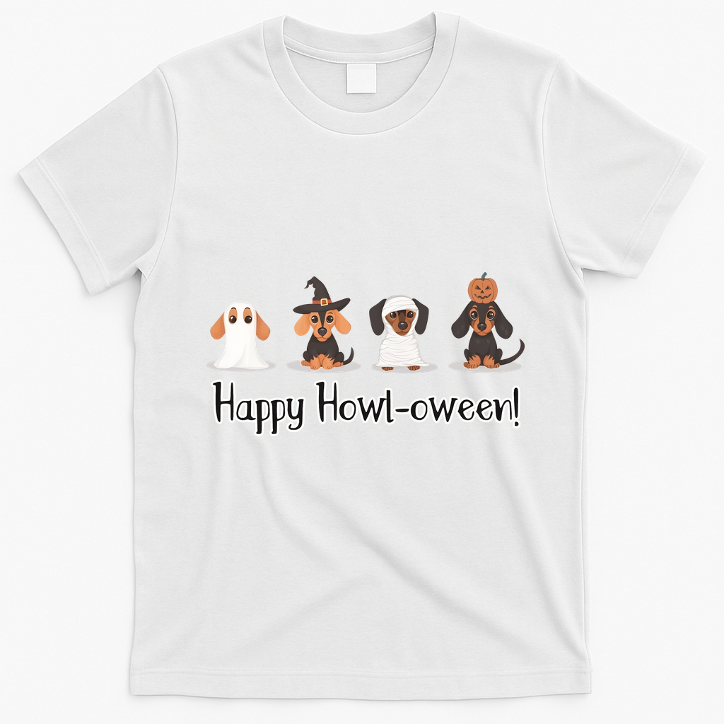 Dachshund Halloween Funny Witch Dog Lover Halloween Spooky Season T-Shirt - White