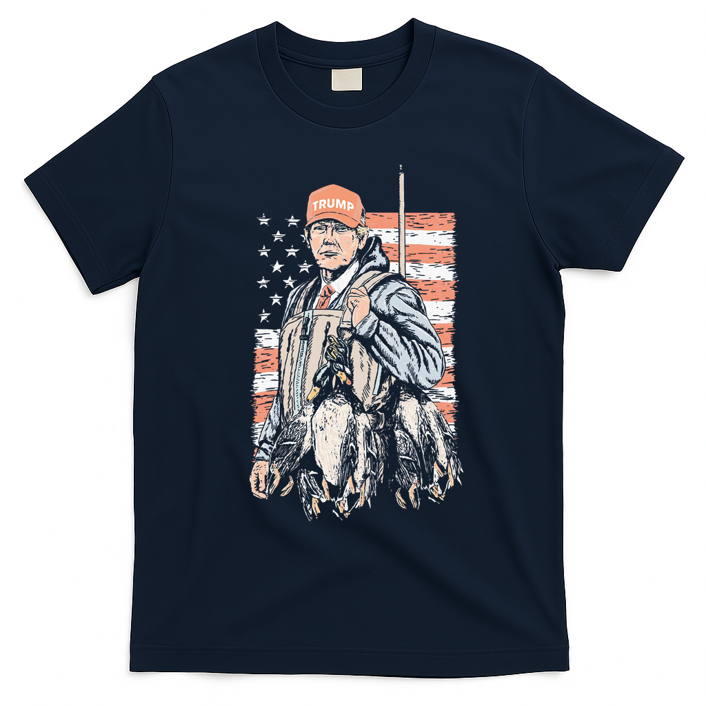 Duck Hunting Trump Camo Hello Hunting Season T-Shirt - Navy Blue