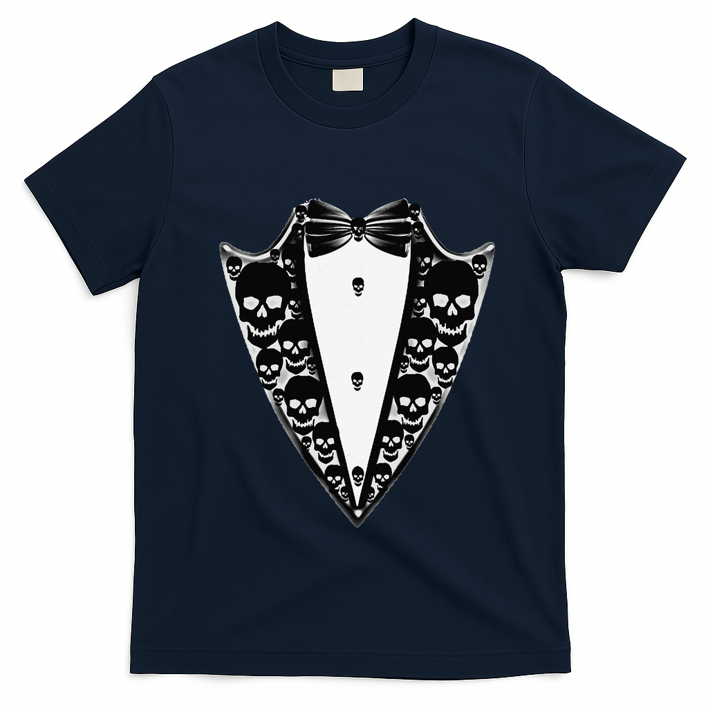 Dracula Halloween Tuxedo Costume Vlad Tepes T-Shirt - Navy Blue