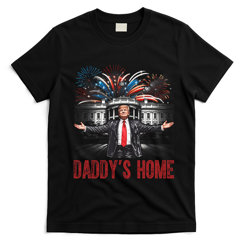 Daddys Home White House President Donald Trump T-Shirt - Black