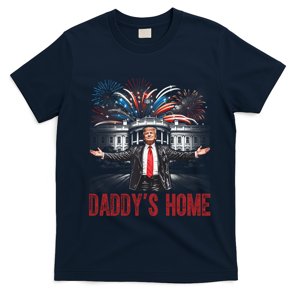 Daddys Home White House President Donald Trump T-Shirt - Navy Blue