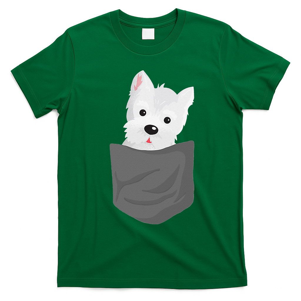 Dog In A Pocket Cute Westie Terrier Lover Puppy T-Shirt - Irish Green