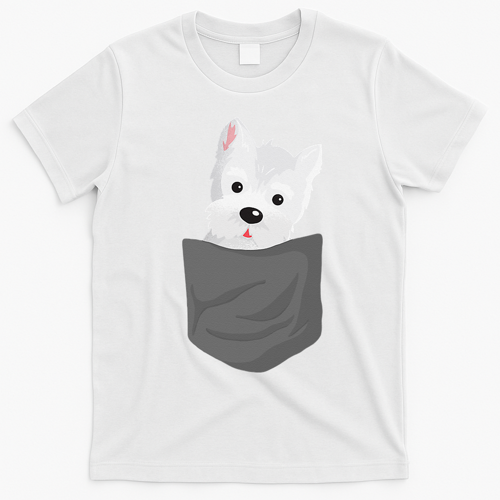 Dog In A Pocket Cute Westie Terrier Lover Puppy T-Shirt - White
